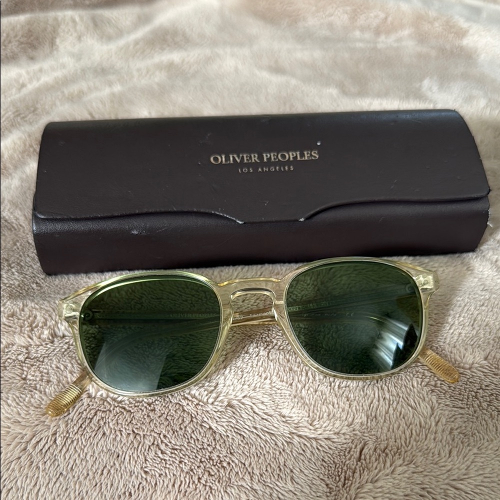 Oliver Peoples Fairmont Gold Green Sunglasses Classic Design